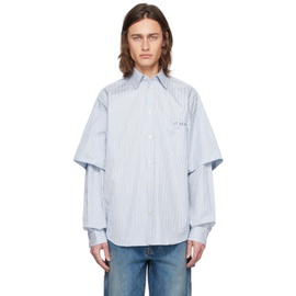Le PEERE Blue & White Double Sleeve Shirt 241215M192004