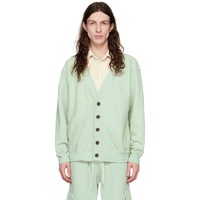 Les Tien Green Garment-Dyed Cardigan 231548M200004