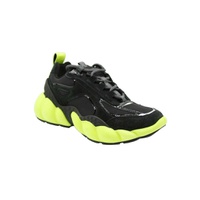 MCM Womens Black Luft Collection Suede Neon Green Trim Sneaker 6754611003524