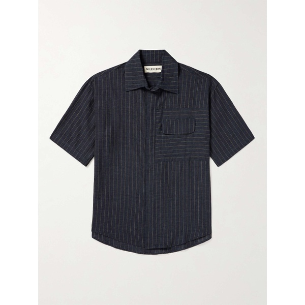  MILES LEON Zen Oversized Pinstriped Linen Shirt 1647597308639834