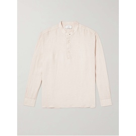 MR P. Mandarin-Collar Garment-Dyed Half-Placket Linen Shirt 1647597307476053