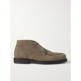 MR P. Andrew Split-Toe Shearling-Lined Waxed-Suede Chukka Boots 1647597310185846