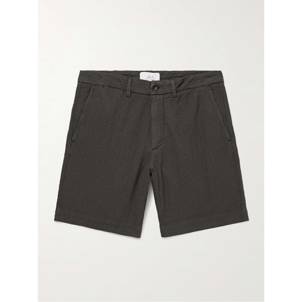  MR P. Slim-Fit Straight-Leg Stretch-Organic Cotton Seersucker Shorts 1647597334950177