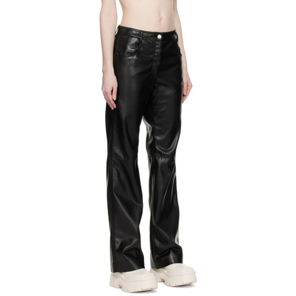  MSGM Black Paneled Faux-Leather Trousers 231443F087003