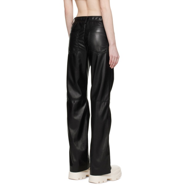  MSGM Black Paneled Faux-Leather Trousers 231443F087003