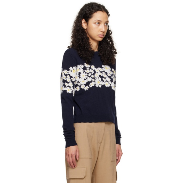  MSGM Navy Floral Sweater 241443F096000