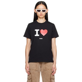 MSGM Black Heart T-Shirt 232443F110021
