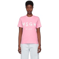 MSGM Pink Solid Color T-Shirt 241443F110009