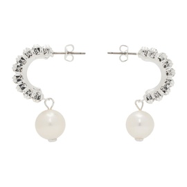 마그다 부트림 Magda Butrym Silver Pearl Drop Half Hoop Earrings 232533F022012