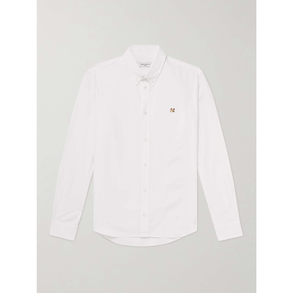 메종키츠네 MAISON KITSUNEE Button-Down Collar Logo-Embroidered Cotton-Poplin Shirt 1647597314834184
