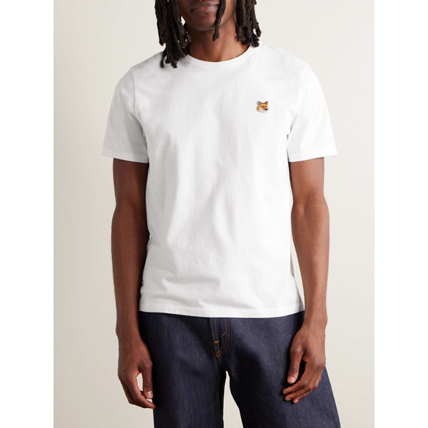 메종키츠네 MAISON KITSUNEE Logo-Appliqued Cotton-Jersey T-Shirt 1647597328581961