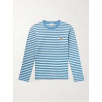 MAISON KITSUNEE Logo-Appliqued Striped Cotton-Jersey T-Shirt 1647597328581955