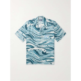 MAISON KITSUNEE + Vilebrequin Charli Convertible-Collar Logo-Appliqued Printed Linen Shirt 1647597328570465