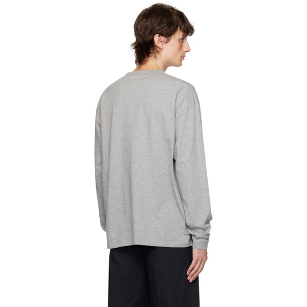 메종키츠네 Maison Kitsune Gray Fox Head Long Sleeve T-Shirt 232389M213015