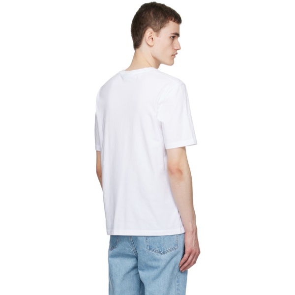 메종키츠네 Maison Kitsune White Embroidered T-Shirt 232389M213047