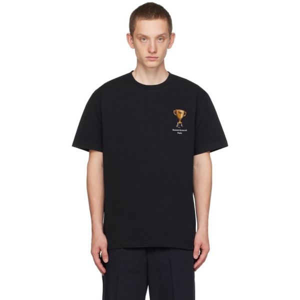 메종키츠네 Maison Kitsune Black Patch T-Shirt 232389M213068