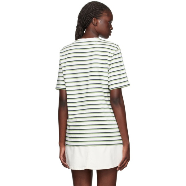 메종키츠네 Maison Kitsune White Striped T-Shirt 232389F110038