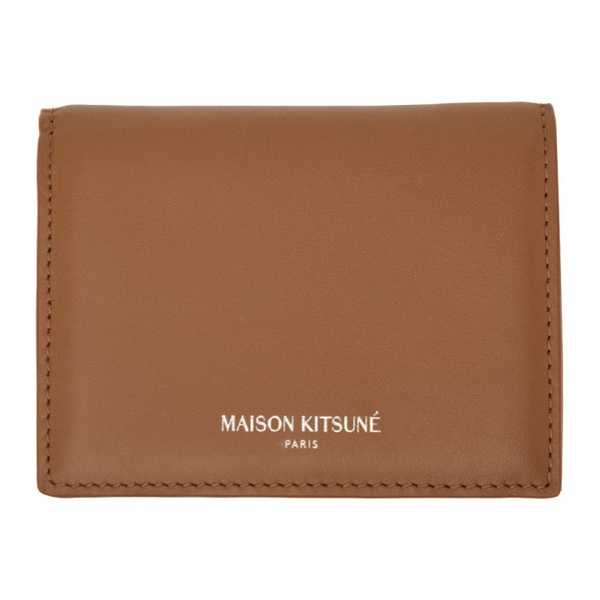 메종키츠네 Maison Kitsune Brown Trifold Wallet 232389M164002