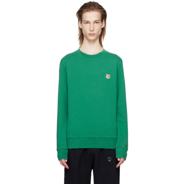 메종키츠네 Maison Kitsune Green Bold Fox Head Sweatshirt 241389M204004