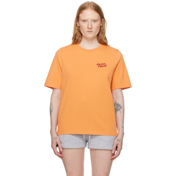 메종키츠네 Maison Kitsune Orange Handwriting T-Shirt 241389F110035