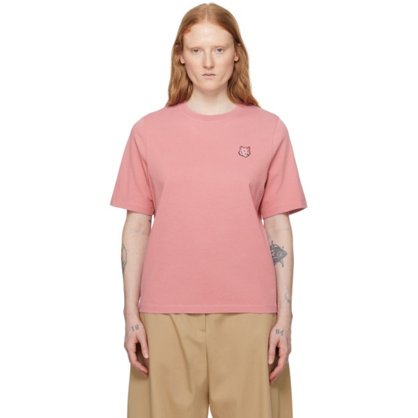 메종키츠네 Maison Kitsune Pink Bold Fox Head T-Shirt 241389F110037