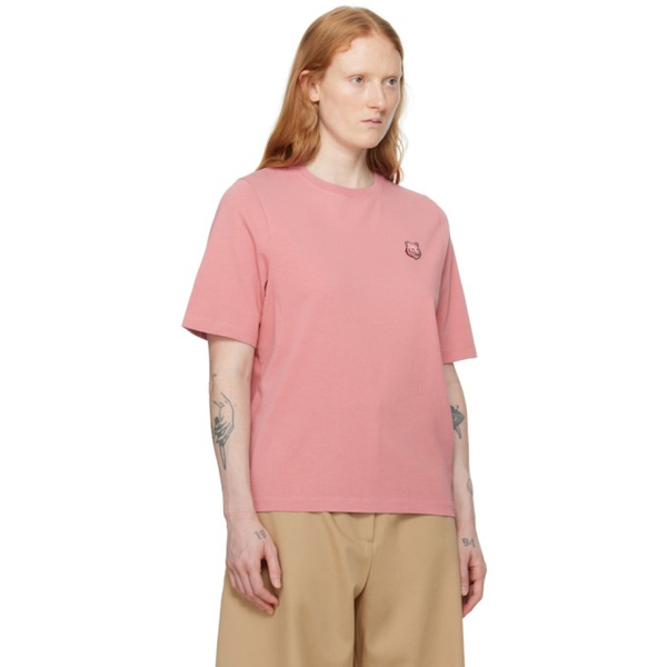 메종키츠네 Maison Kitsune Pink Bold Fox Head T-Shirt 241389F110037