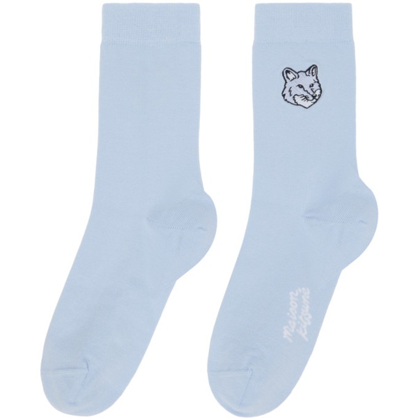 메종키츠네 Maison Kitsune Blue Bold Fox Head Socks 241389F076007