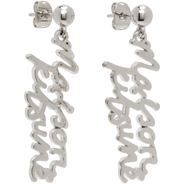 메종키츠네 Maison Kitsune Silver Handwriting Earrings 241389F022001