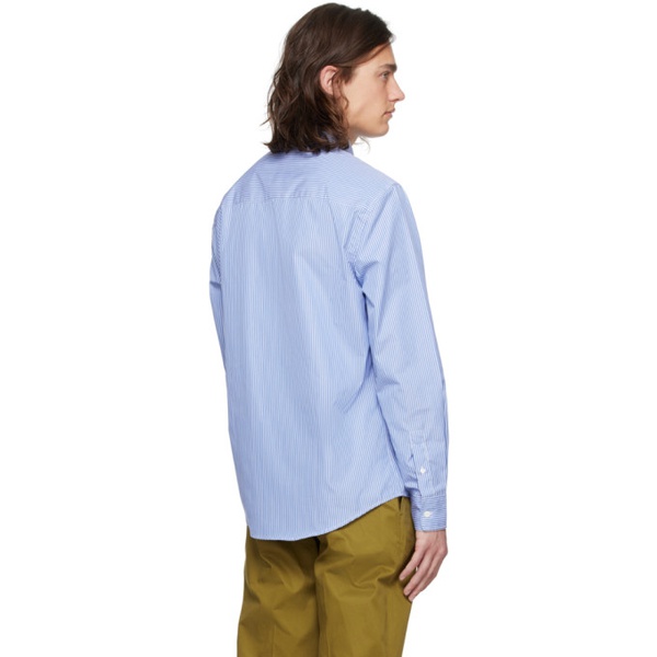 메종키츠네 Maison Kitsune Blue Striped Shirt 241389M192008