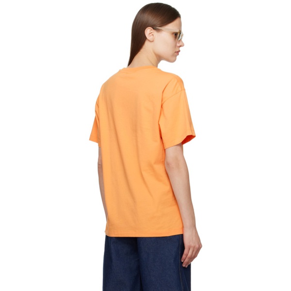메종키츠네 Maison Kitsune Orange Surfing Foxes T-Shirt 241389F110010