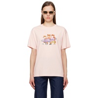 Maison Kitsune Pink Surfing Foxes T-Shirt 241389F110011