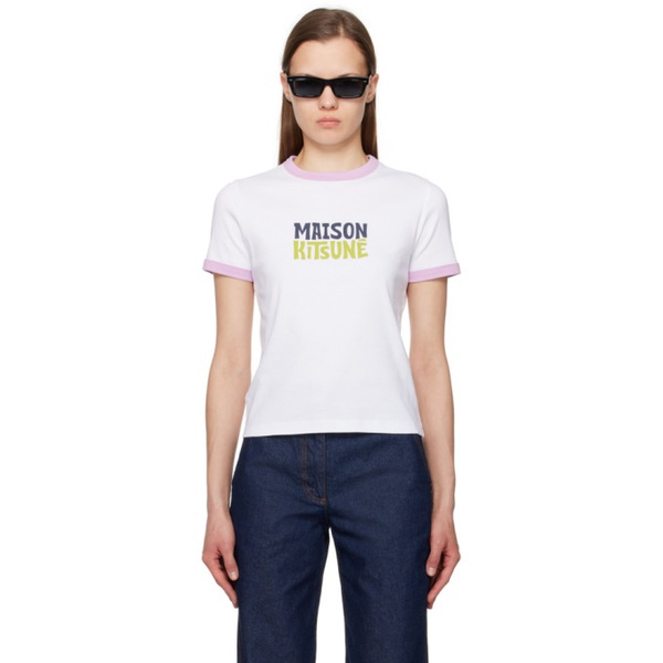 메종키츠네 Maison Kitsune White Surfing Club T-Shirt 241389F110016