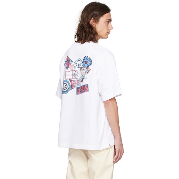 메종키츠네 Maison Kitsune White Surf Collage T-Shirt 241389M213050