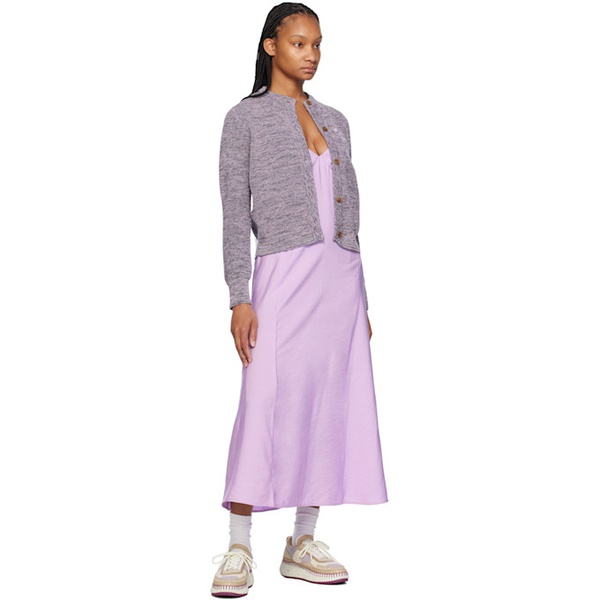 메종키츠네 Maison Kitsune Purple Strap Maxi Dress 241389F055003