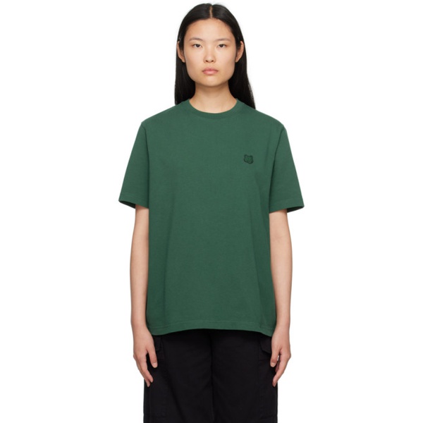 메종키츠네 Maison Kitsune Green Bold Fox Head T-Shirt 232389F110064