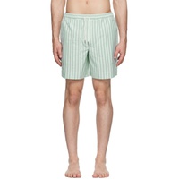 Maison Kitsune Green Striped Shorts 241389M208001