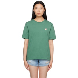 Maison Kitsune Green Fox Head T-Shirt 232389F110066