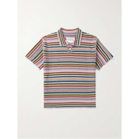 메종마르지엘라 MAISON MARGIELA Gauge Slim-Fit Frayed Striped Cotton Polo Shirt 1647597323562287