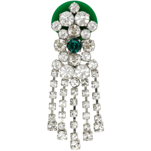 메종마르지엘라 메종마르지엘라 Maison Margiela Silver & Green Crystal Single Earring 241168F022000