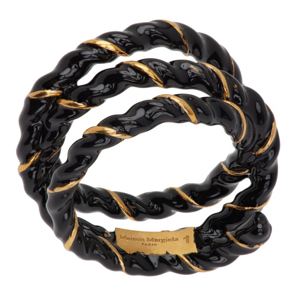 메종마르지엘라 메종마르지엘라 Maison Margiela Gold & Black Twisted Wire Ring 241168F011002