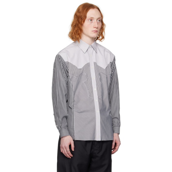메종마르지엘라 메종마르지엘라 Maison Margiela Black & White Patchwork Long Sleeve Shirt 241168M192004