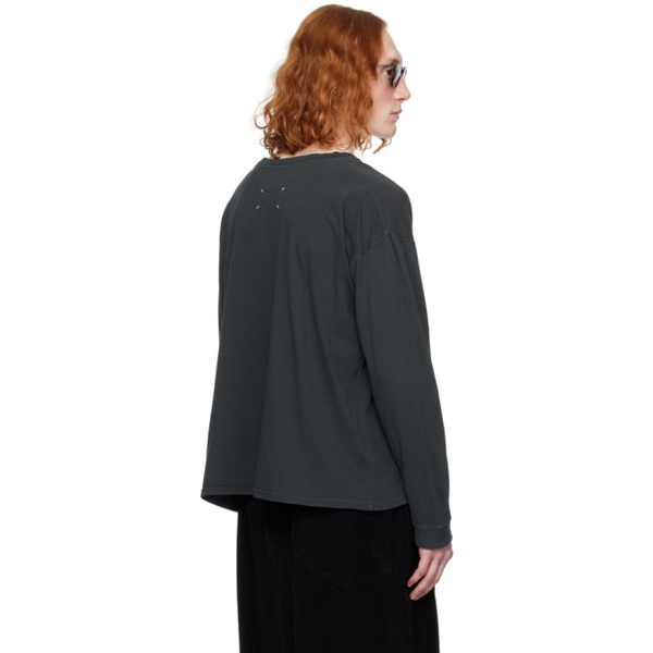 메종마르지엘라 메종마르지엘라 Maison Margiela Gray Printed Long Sleeve T-Shirt 241168M213006