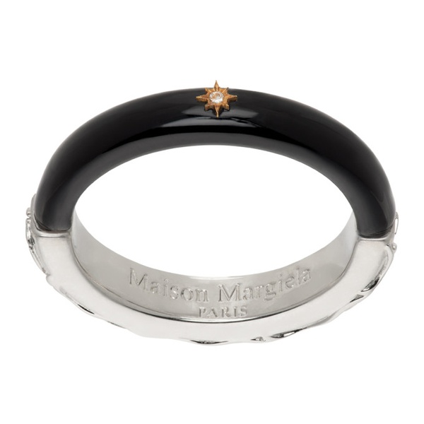 메종마르지엘라 메종마르지엘라 Maison Margiela Silver & Black Enamel Ring 241168M147006