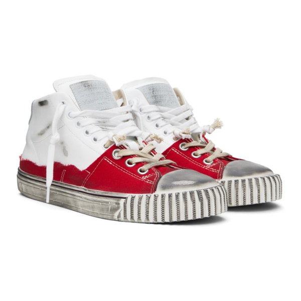 메종마르지엘라 메종마르지엘라 Maison Margiela Red & White New Evolution High-Top Sneakers 241168M236005