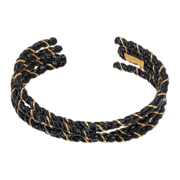 메종마르지엘라 메종마르지엘라 Maison Margiela Gold & Black Laces Bracelet 241168F020000