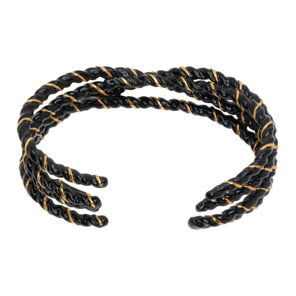 메종마르지엘라 메종마르지엘라 Maison Margiela Gold & Black Laces Bracelet 241168F020000