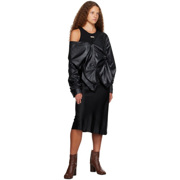 메종마르지엘라 메종마르지엘라 Maison Margiela Black Stitching Midi Skirt 222168F092008
