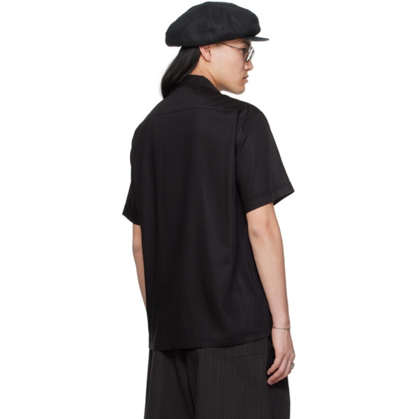 메종마르지엘라 메종마르지엘라 Maison Margiela Black Open Spread Collar Shirt 241168M192015