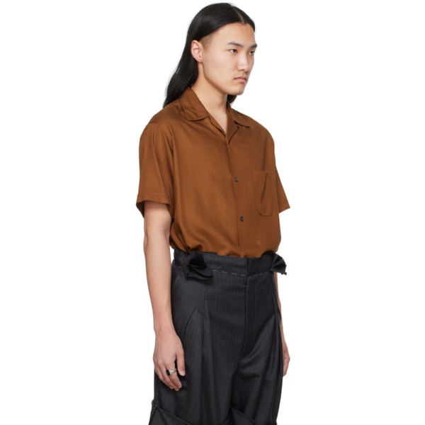 메종마르지엘라 메종마르지엘라 Maison Margiela Brown Open Spread Collar Shirt 241168M192016