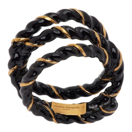 메종마르지엘라 Maison Margiela Black & Gold Laces Ring 241168M147000
